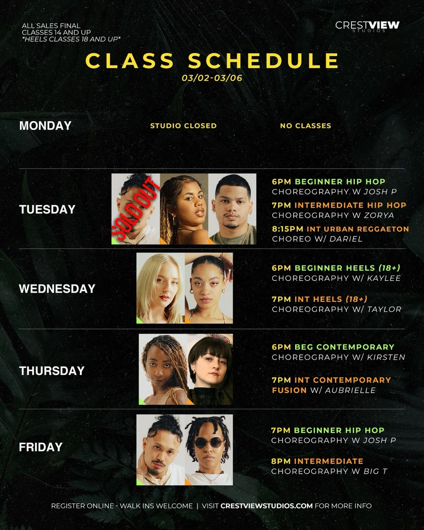 THIS WEEK AT CV‼️

Link in bio to register | crestviewstudios.com

#crestviewstudios #louisvilleky #louisvilledancestudio