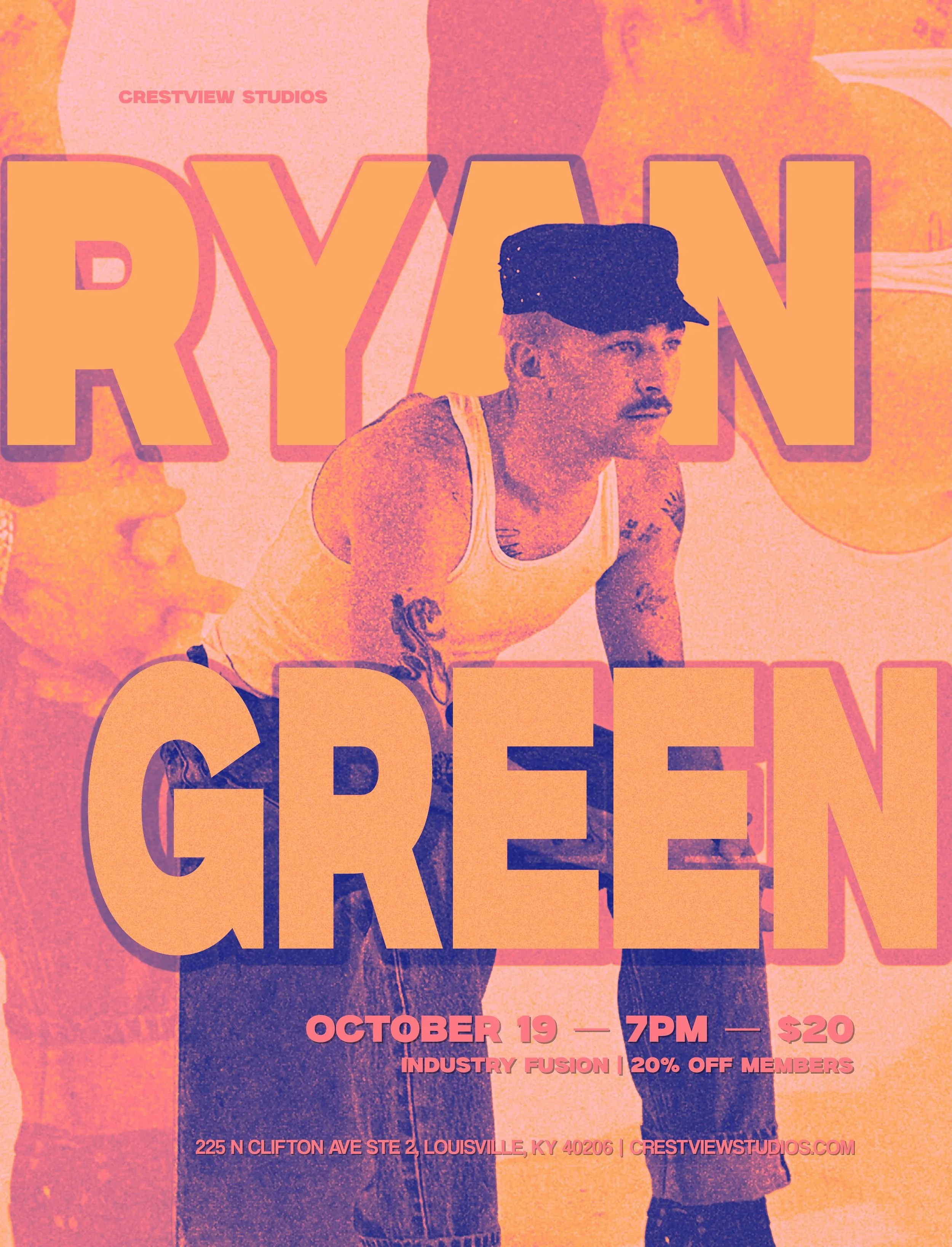 NEXT MONDAY W/ @greenrryan⚡️ We&rsquo;re always excited to have Ryan at the Stu! You do not want to miss this training! 

7P &bull; $20 &bull; Industry Fusion &bull; Sign up Online
www.crestviewstudios.com

#crestviewstudios #louisvilleky #louisville