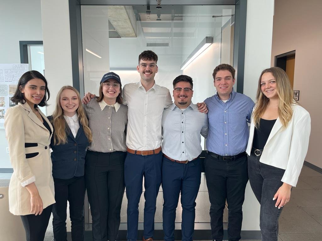 From left to right: Rahf Almutairi (Interior), Megan Qualley (Graphic), Delaney Golden (Graphic), Gavin. McQuillan (Graphic), Fabrizio Ducato (Interior), Cristiano Drescher (Industrial), Anna Vacura (Interior)