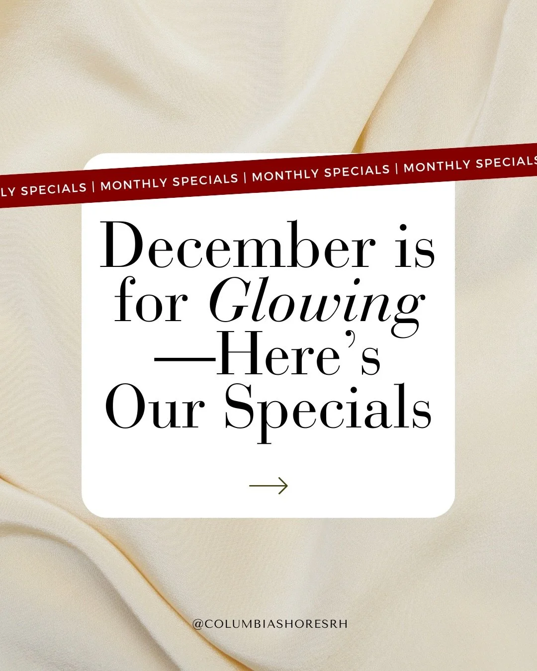 December is officially your season to glow, and our December Specials are here to prove it.

Start the new year with radiant, confident skin with our 6-treatment facial package. It&rsquo;s the easiest way to stay consistent in 2026, save $600, and gi