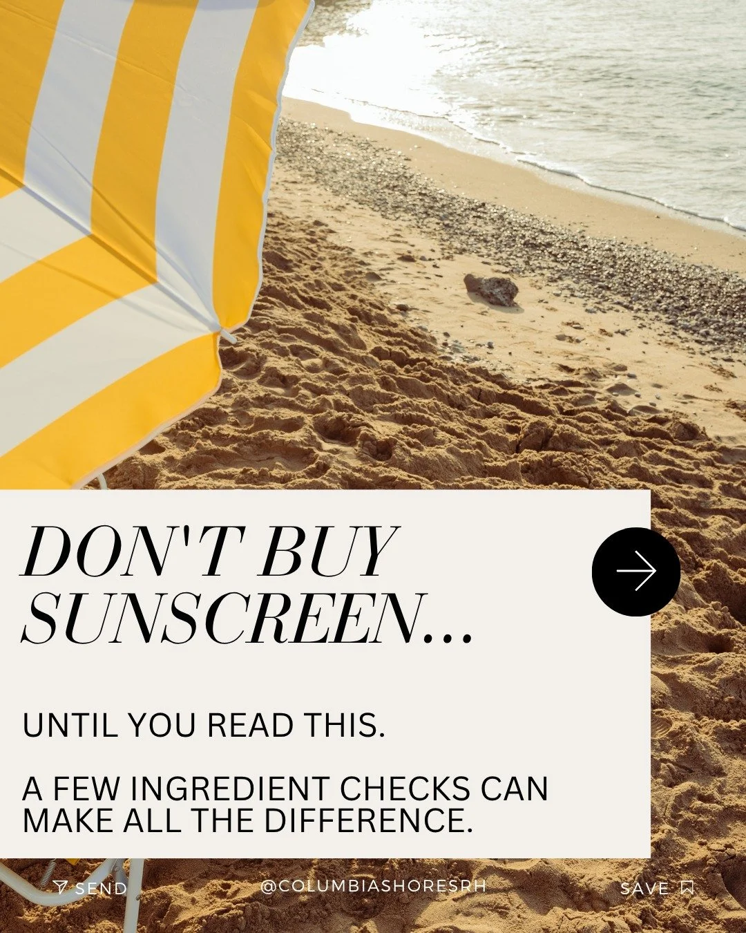 Confession... most people buy sunscreen based on the front of the bottle. 👀

They buy: 

SPF 100.
Dermatologist Recommended.
Waterproof.
Pretty packaging.

But flip the bottle over, and that's where the real story begins.

Choosing the right sunscre