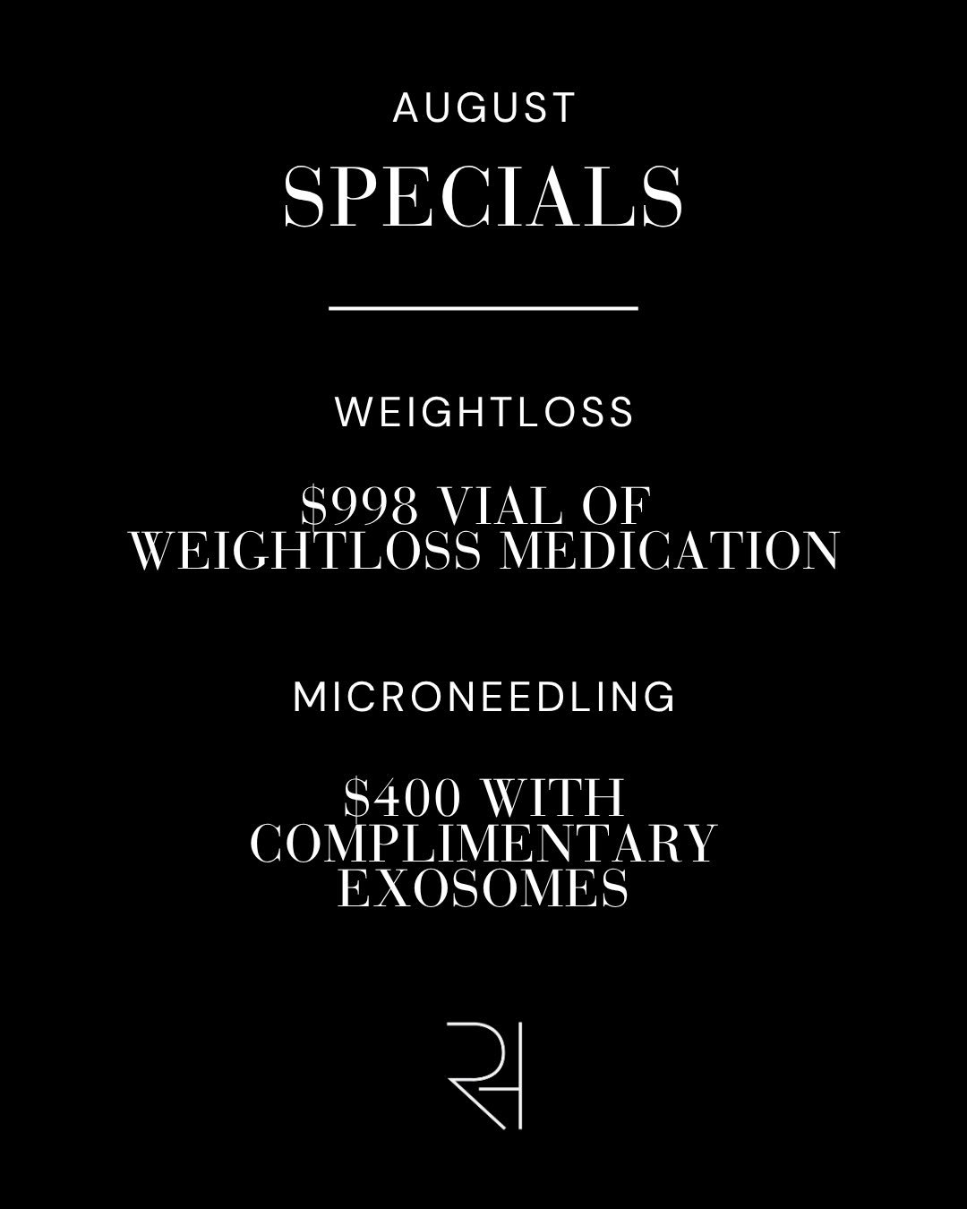 August Specials at Columbia Shores Regenerative Health Are Here ✨

For the month of August, we&rsquo;re offering two incredible specials to help you look and feel your best.

✨ Medical Weight Loss
Receive a 4 mL vial of Semaglutide or Tirzepatide for
