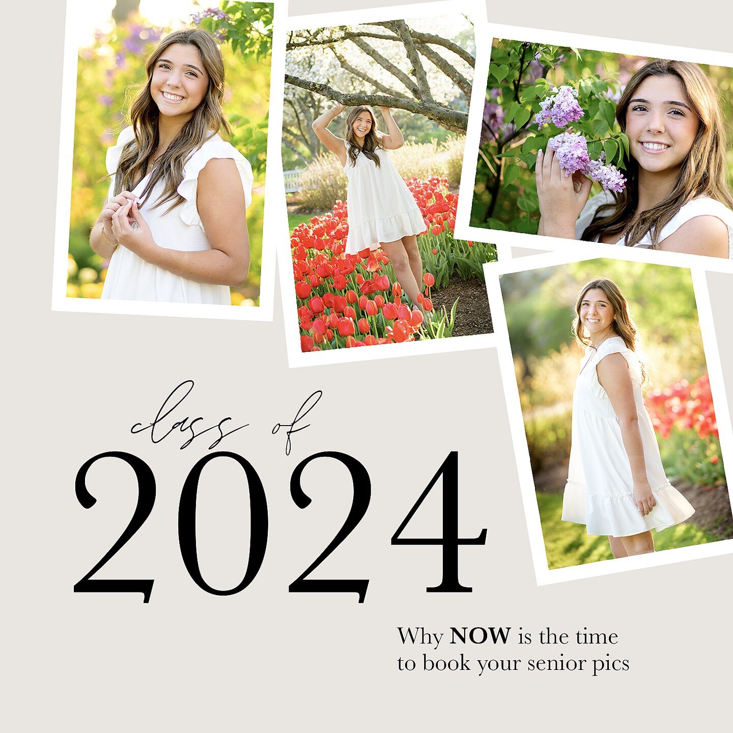 Class of 2024: Why NOW is the time to book your senior pics

In order to make sure you have your senior pictures ready for your grad card orders, grad party, and senior slide shows, let&rsquo;s find out how far in advance you&rsquo;ll want to have yo
