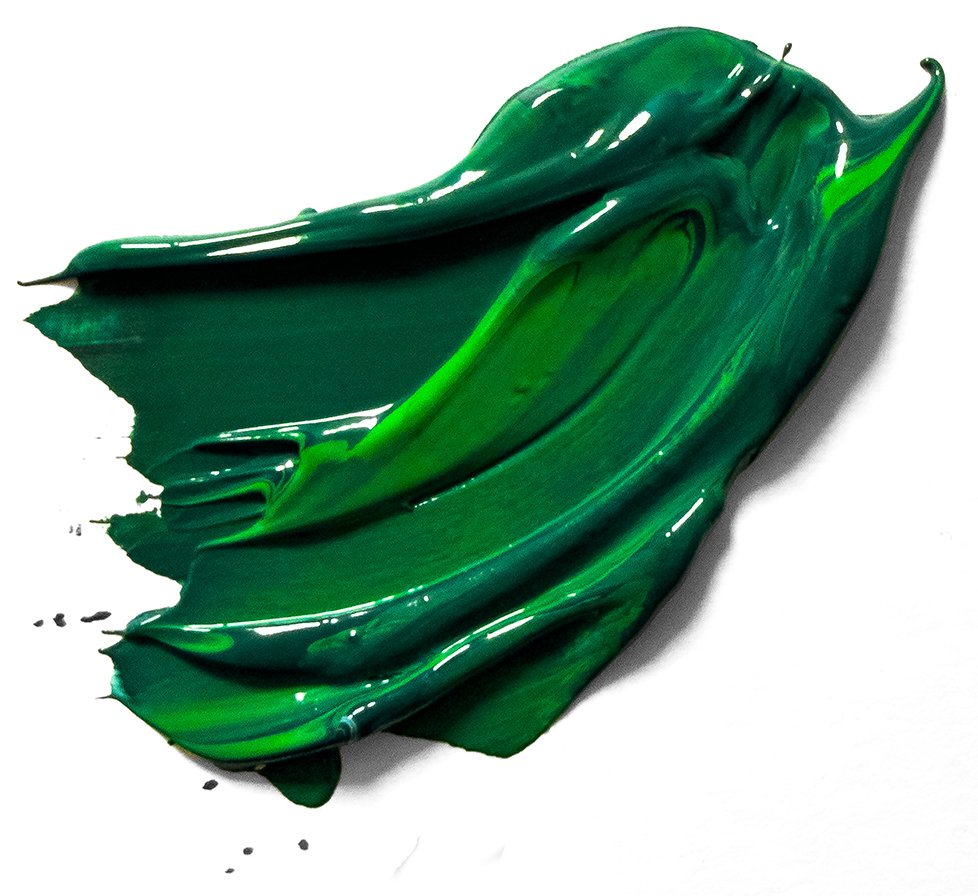 A smear of green paint on a white background.