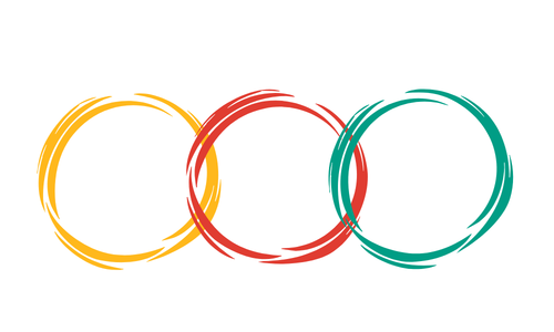 Three colorful rings interlocked