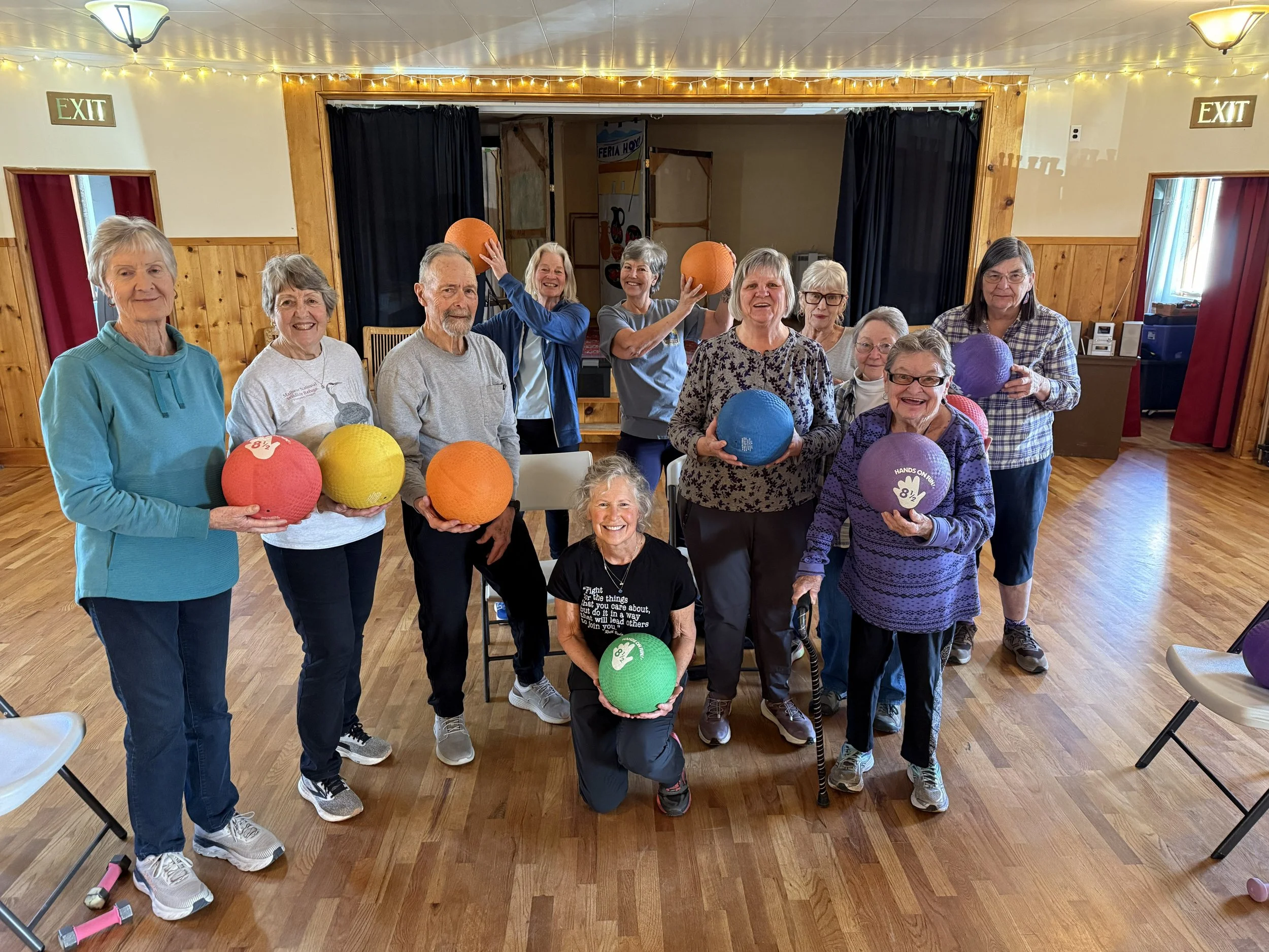 Group of older adults at exercise class