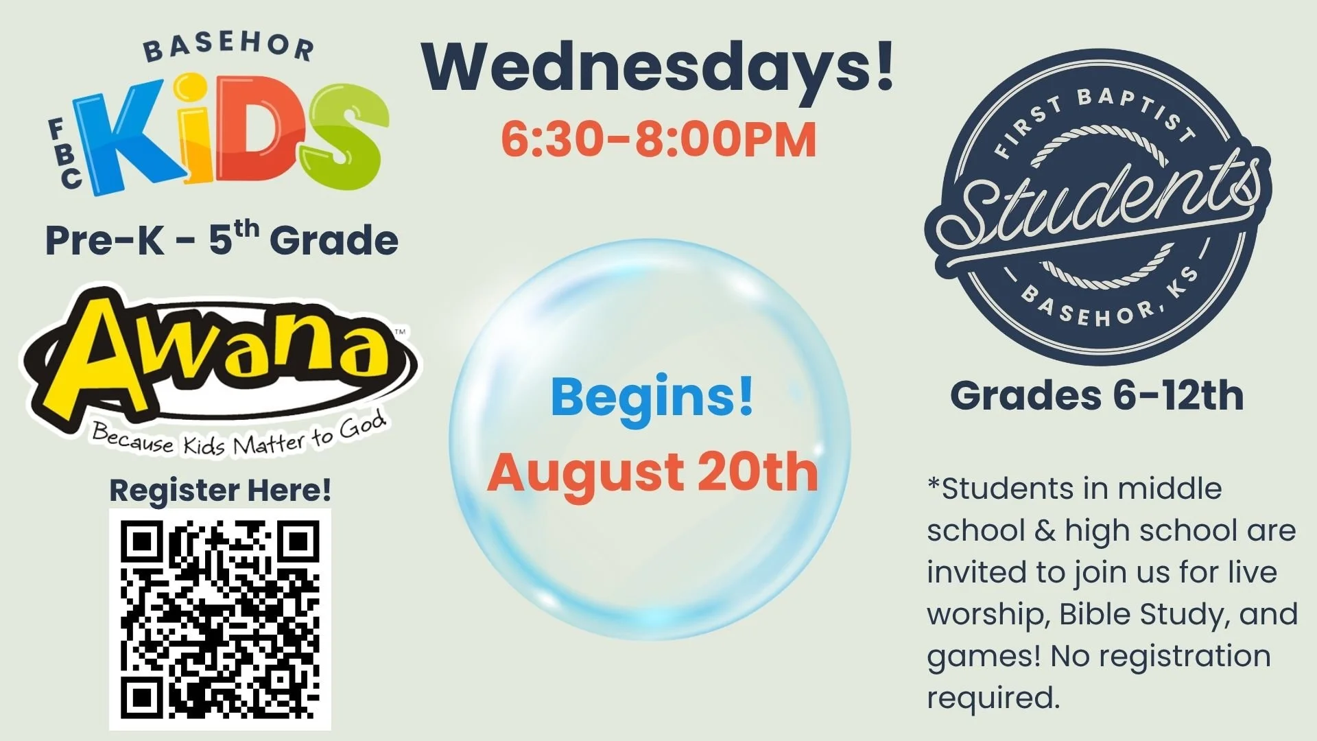 Midweek Kids & Students!