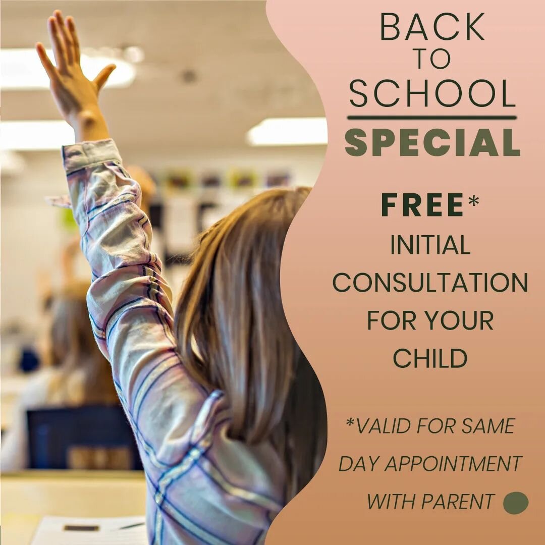 📚✨ Back-to-School Special! ✨📚

Book an appointment for yourself and schedule a same-day appointment for your child to receive a FREE initial consultation! (Save $90) 🤩 It's the perfect chance to kickstart the school year with optimal health and we