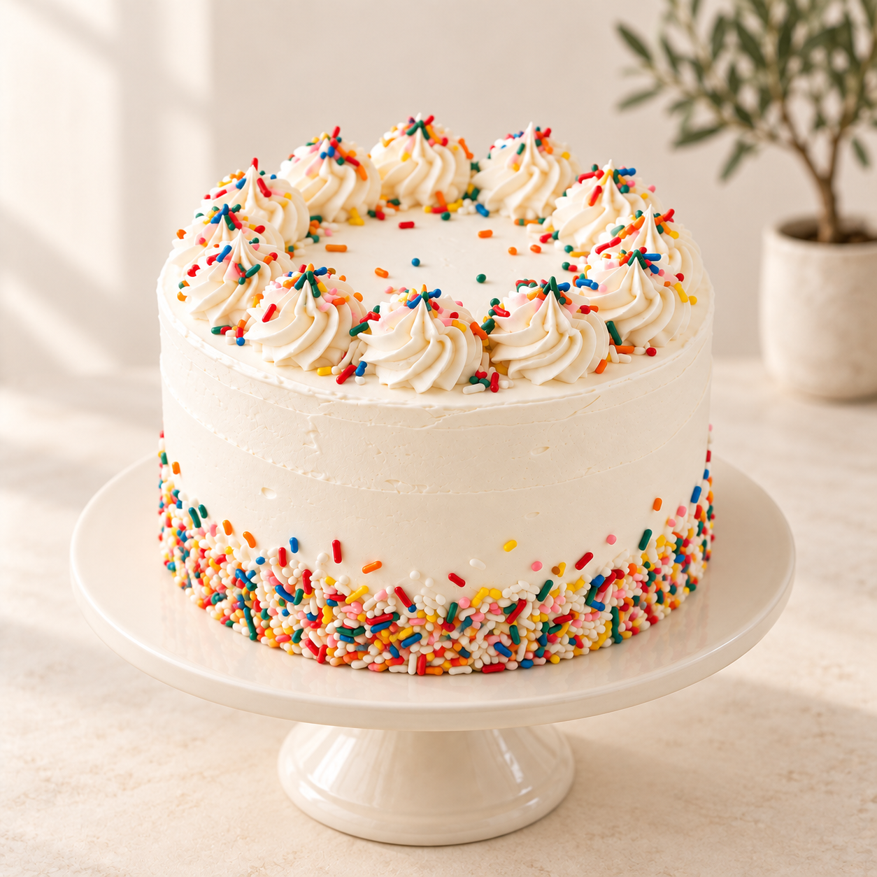 Classic Birthday Cake, Vanilla on Vanilla