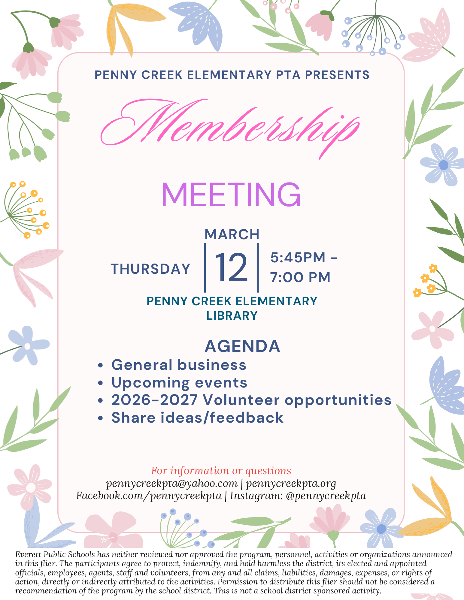 March PTA General Meeting