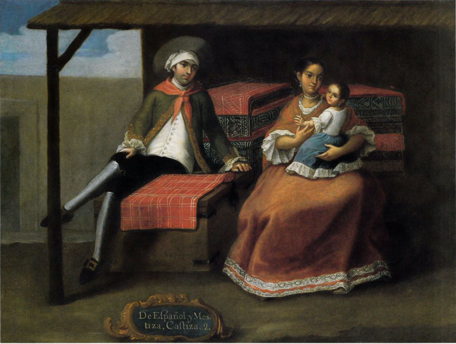    “De español y mestiza, castiza”   attributed to José de Páez Katzew, Ilona. "Casta Painting: Images of Race in Eighteenth-Century Mexico. 
