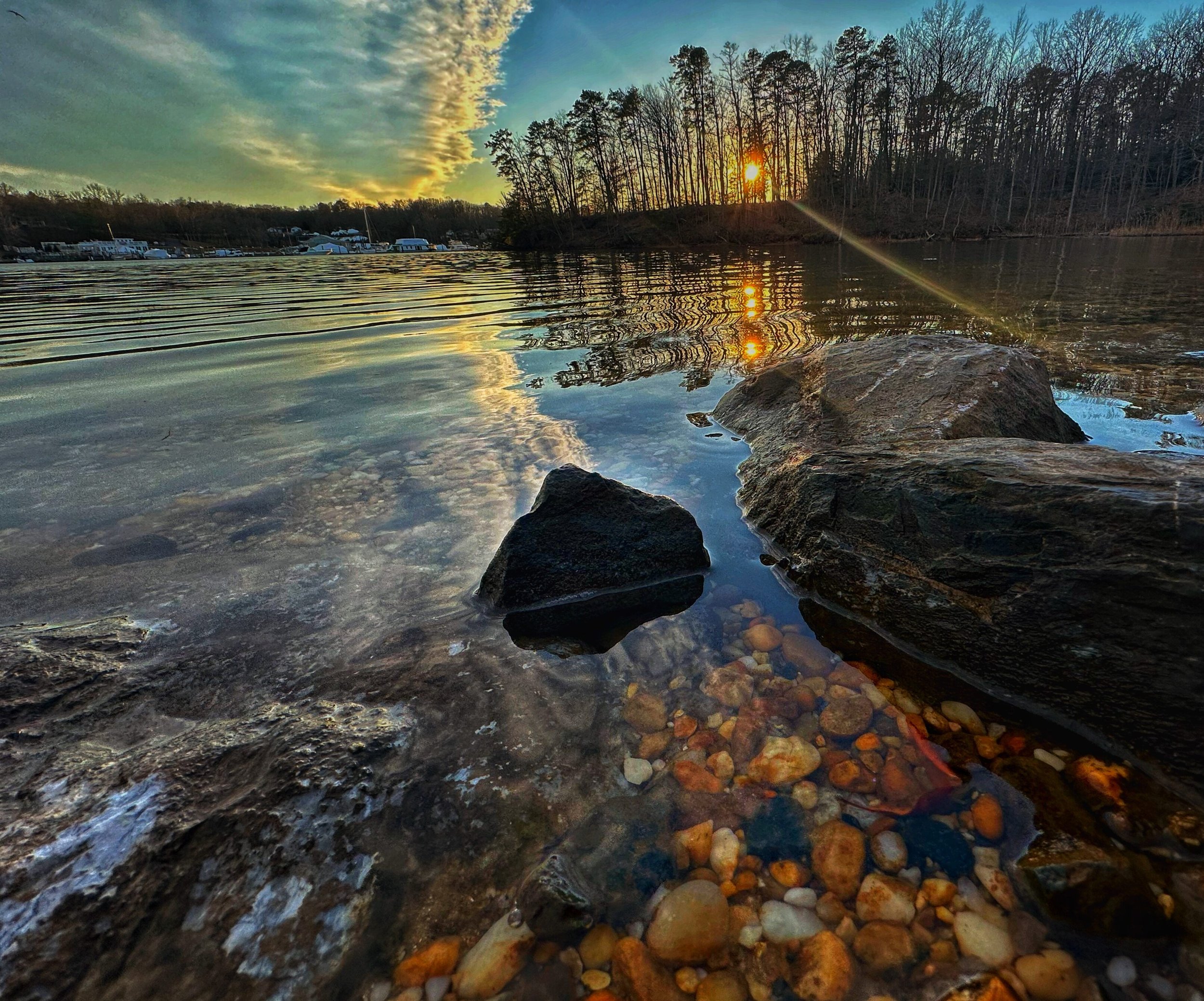 Sunset view from rocky shoreline.jpeg