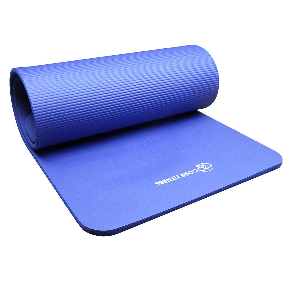 Core Fitness Plus Mat – 15mm – royal blue matt rolled up