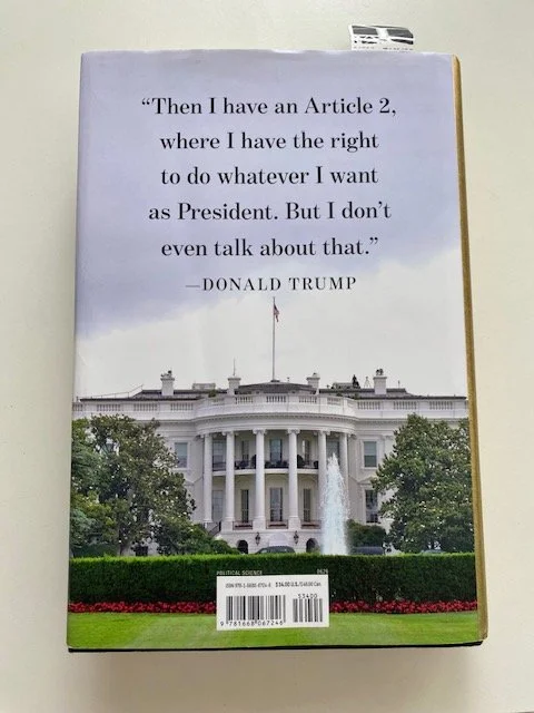 Back book cover, the White House, where American president resides.