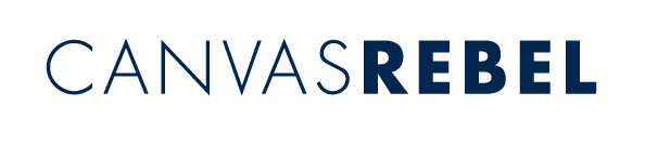 Canvas Rebel logo with text in black and dark blue on a white background.
