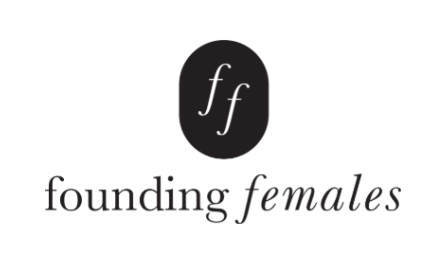 Logo with a black oval containing two lowercase 'f's and the words 'founding females' below.