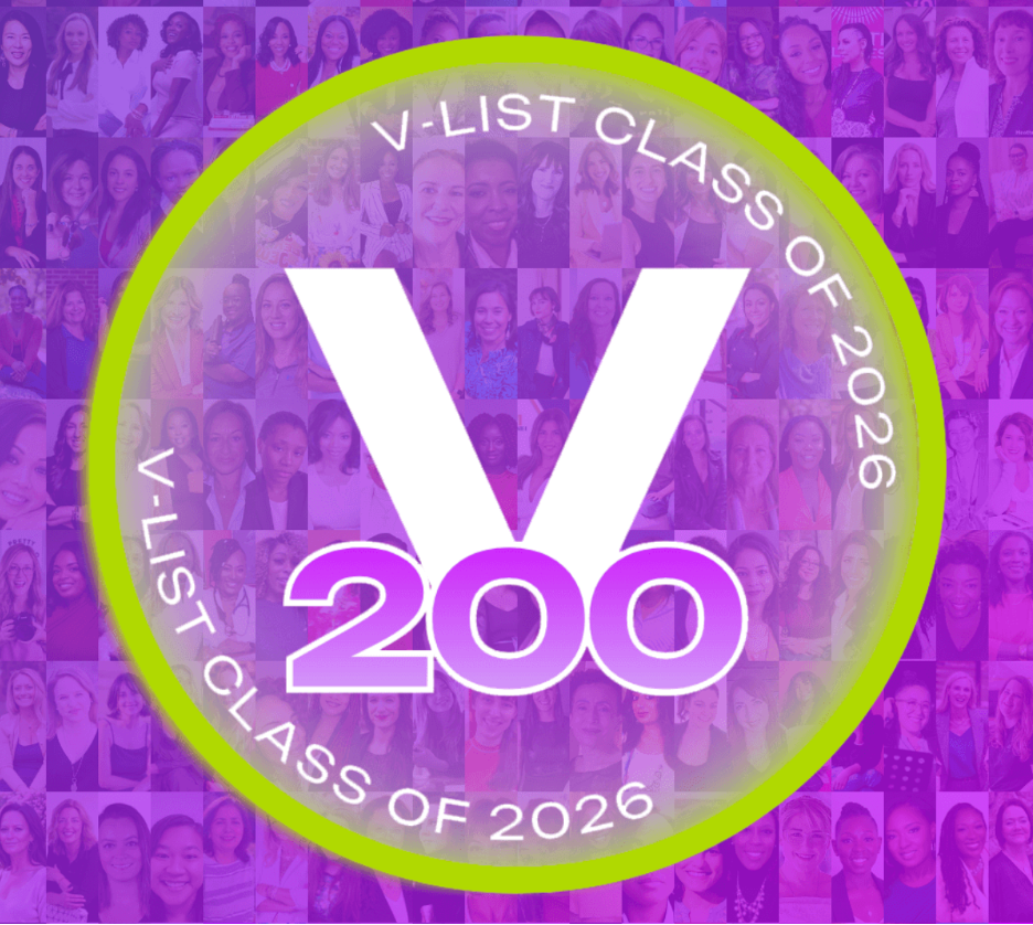 Collage of diverse female students with a central badge indicating V-List Class of 2026, marking the 200th member in 2026.