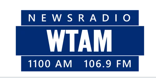NewsRadio WTAM logo with station frequency 1100 AM and 106.9 FM