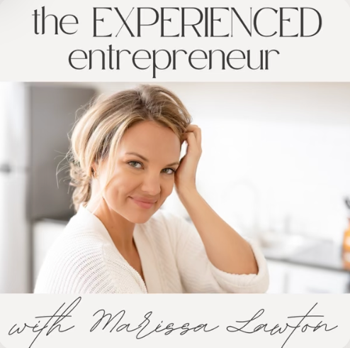Cover of a book titled "The Experienced Entrepreneur" featuring a smiling woman with blonde hair, wearing a white sweater, in a bright, modern kitchen background.