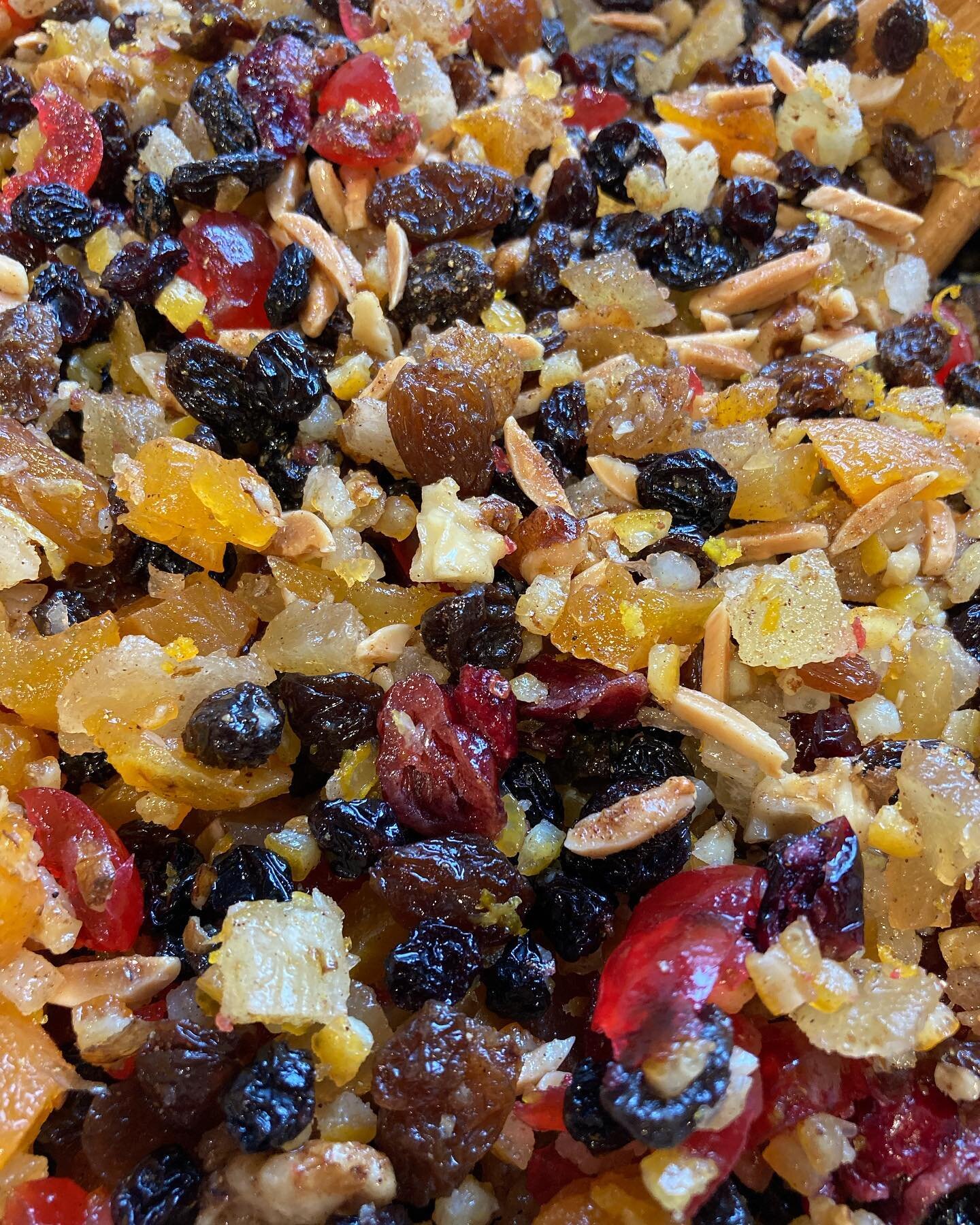 Holidays are coming&hellip; ✨&hearts;️ 
.
Just preparing the first mix of ingredients for our Christmas Cakes - now left to macerate in brandy for a while! 👌🏼
.
Can you name the 13 different Fruit &amp; Nuts in this colourful picture?? 
.
#bakeryli