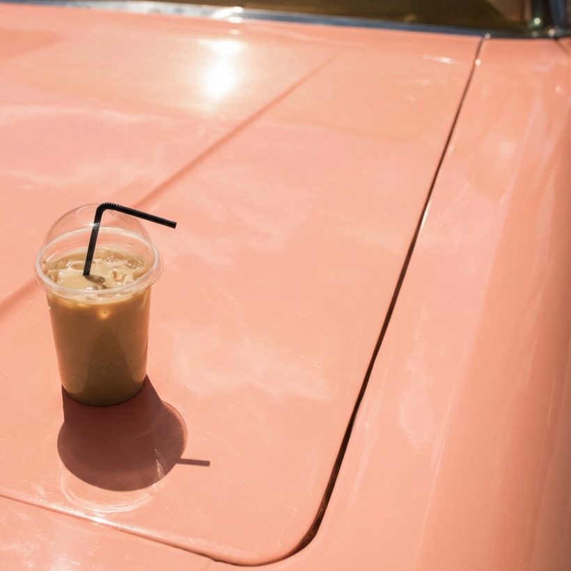 car bonnet with coffee