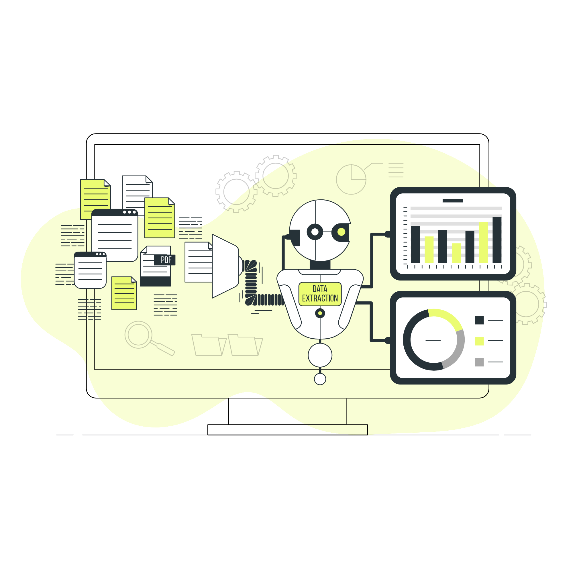 DATA EXTRACTION IMAGE WITH TECHNOLOGY SHOWN ON THE SCREEN