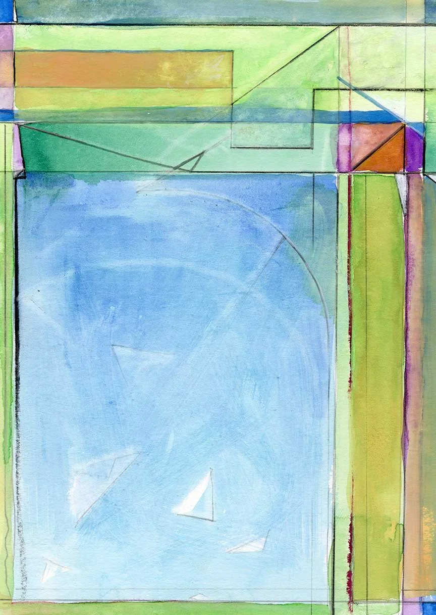 ADRIFT   
gouache, transparent watercolor, graphite, watercolor pencil on paper