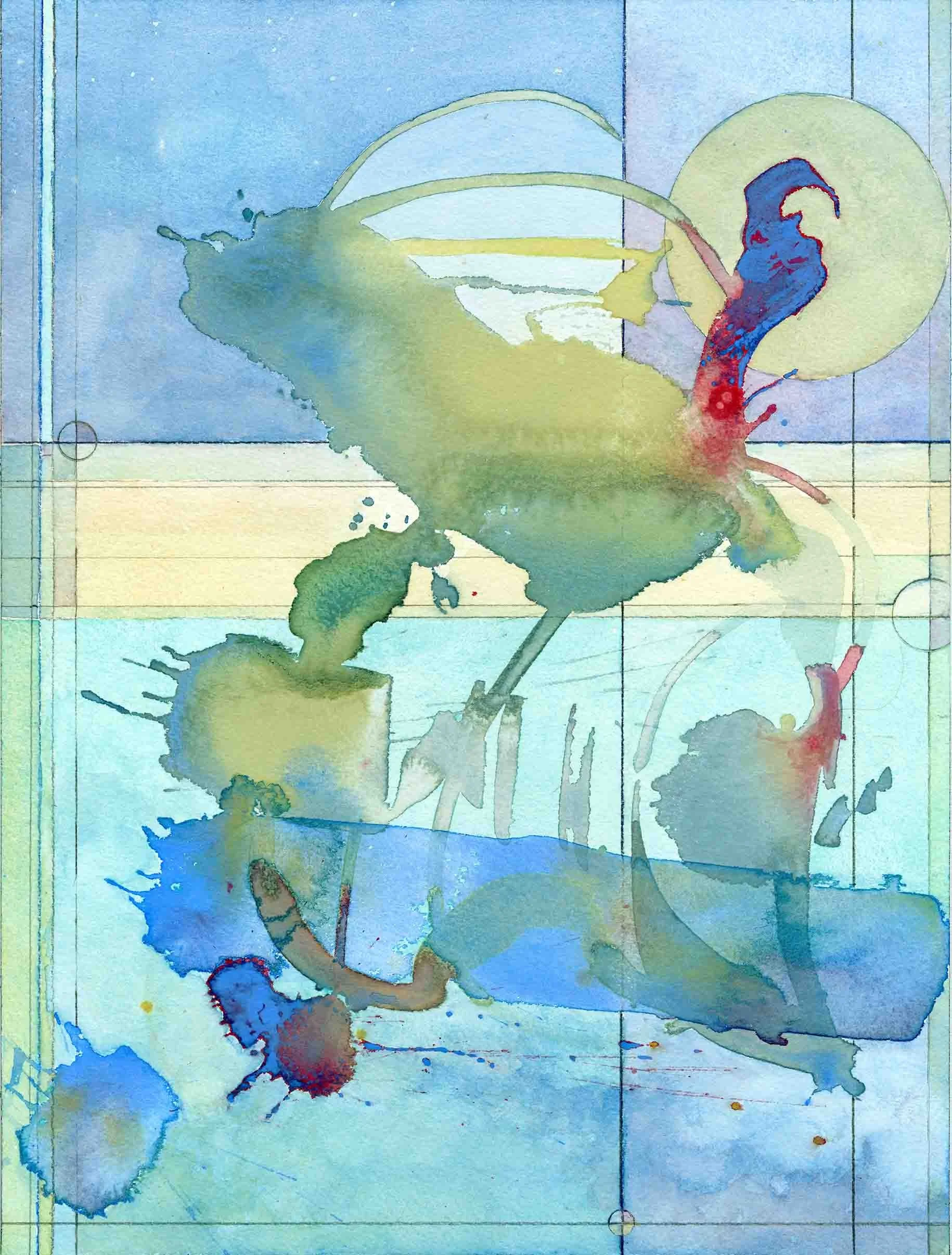 NIGHT SURFING   
gouache, transparent watercolor, graphite, watercolor pencil on paper
