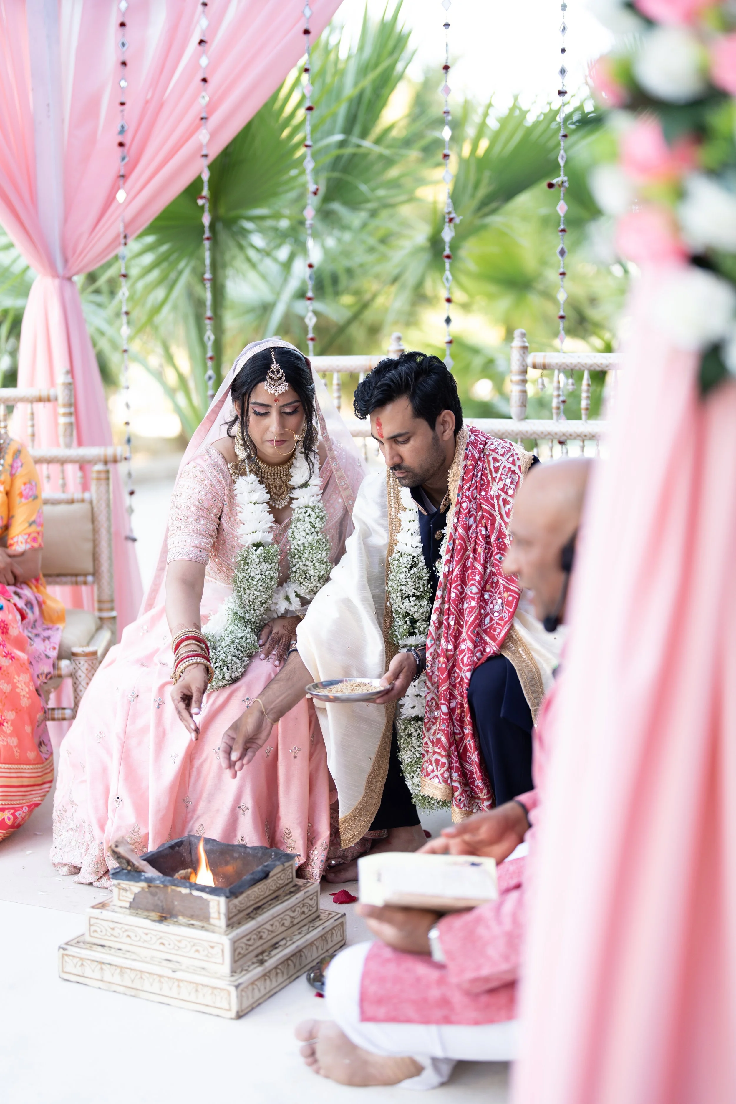 Bride and Groom performing Hindu Wedding Ceremony in Lisbon Portugal