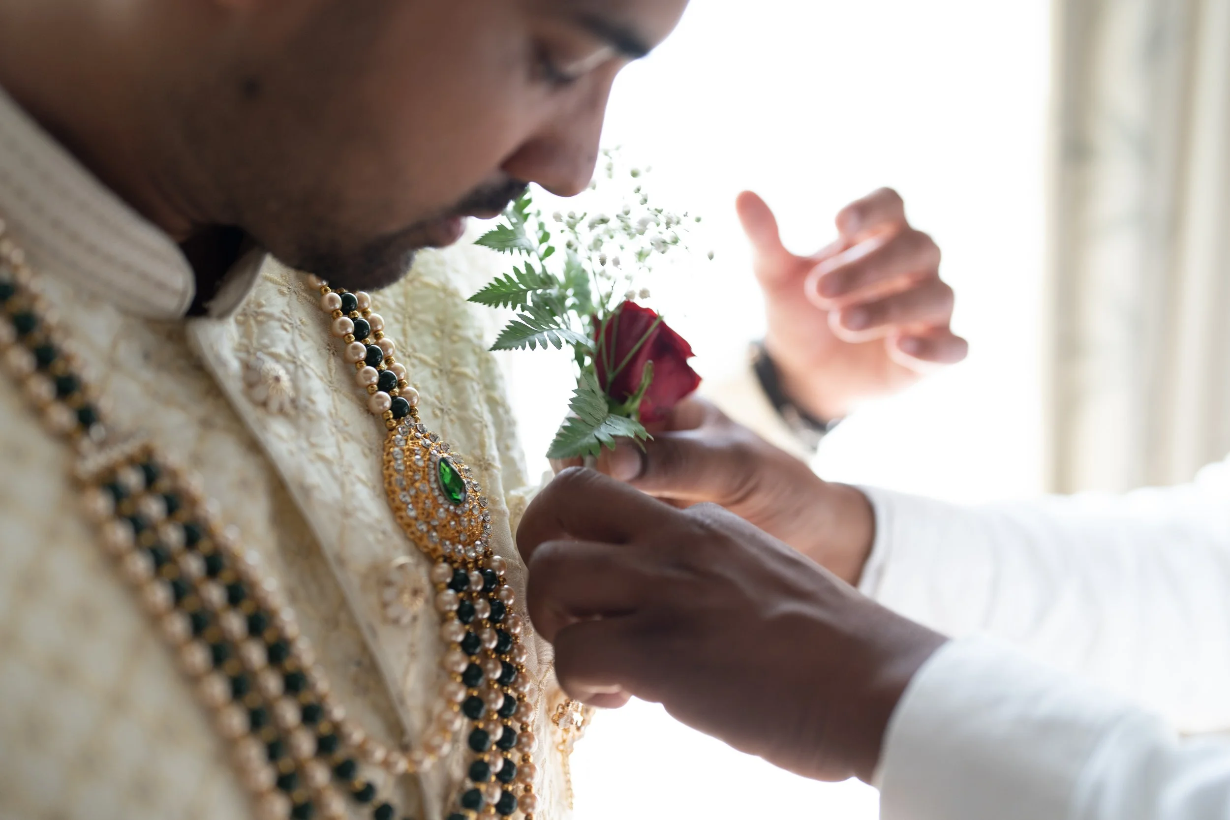 Indian groom getting ready in Lisbon Portugal