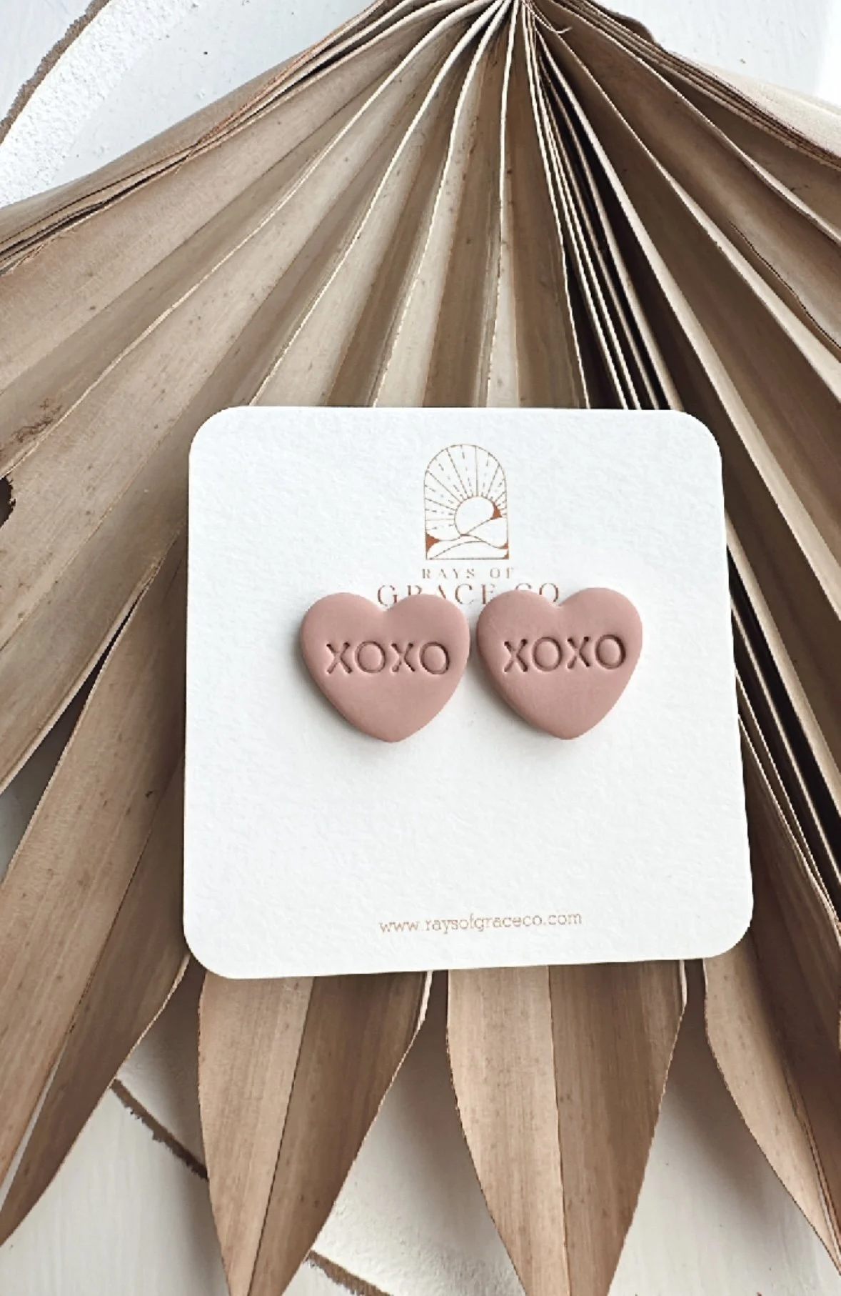 Xoxo - Conversation Heart Stud - Dusty Blush