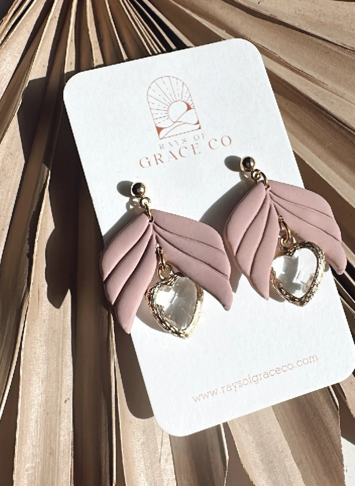 Heart Dangle Earring - Blush Pink