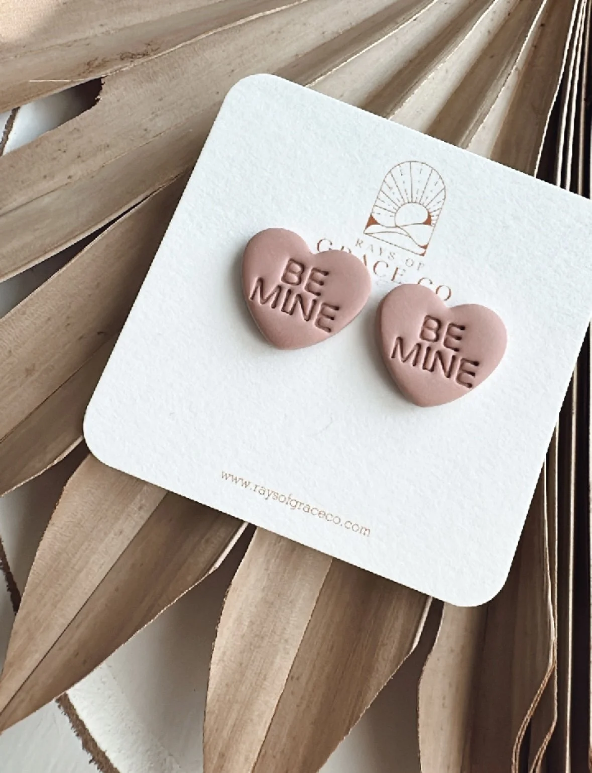 Be Mine - Conversation Heart Stud - Dusty Blush