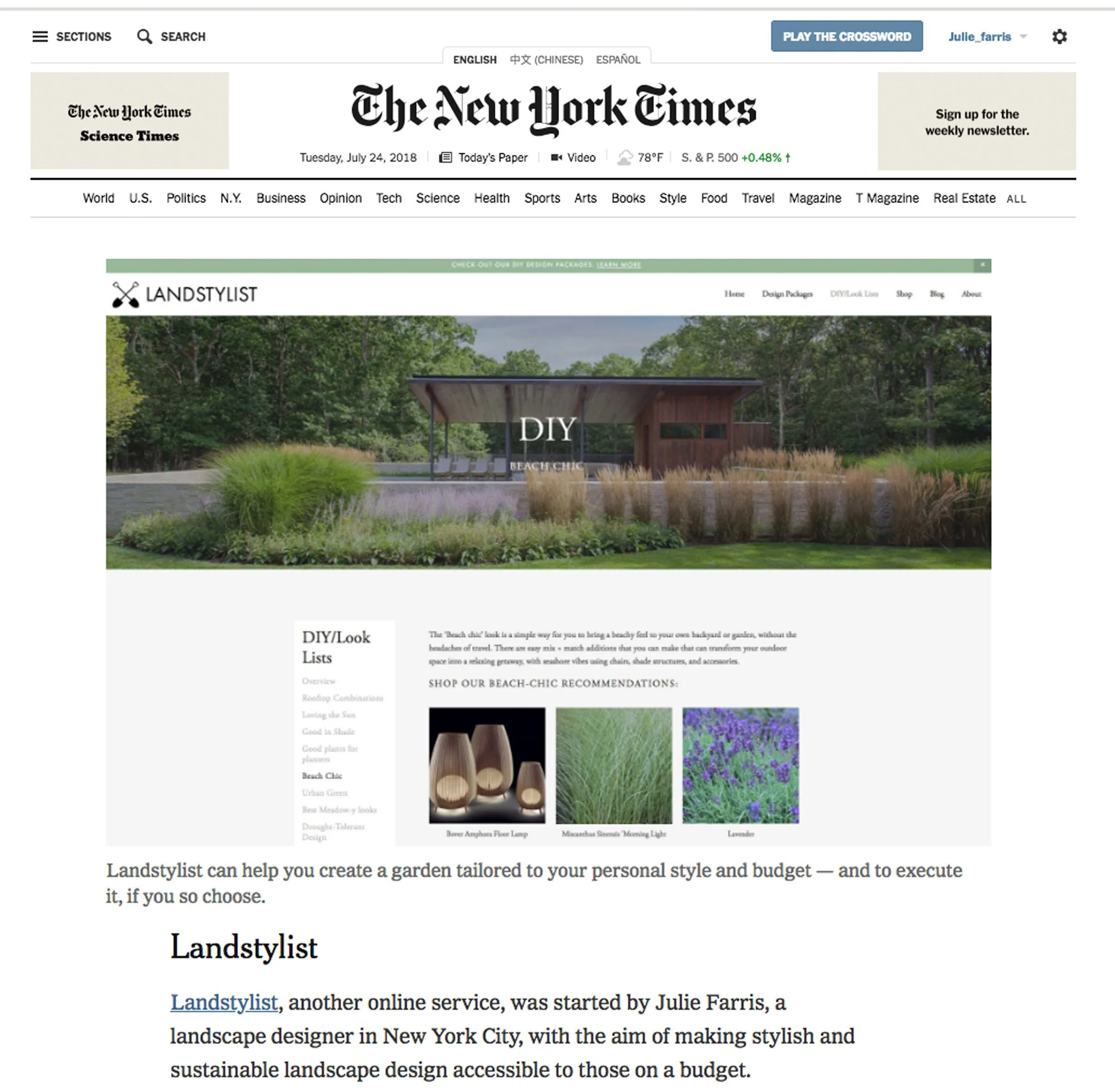New York Times Real Estate Section Features Landstylist