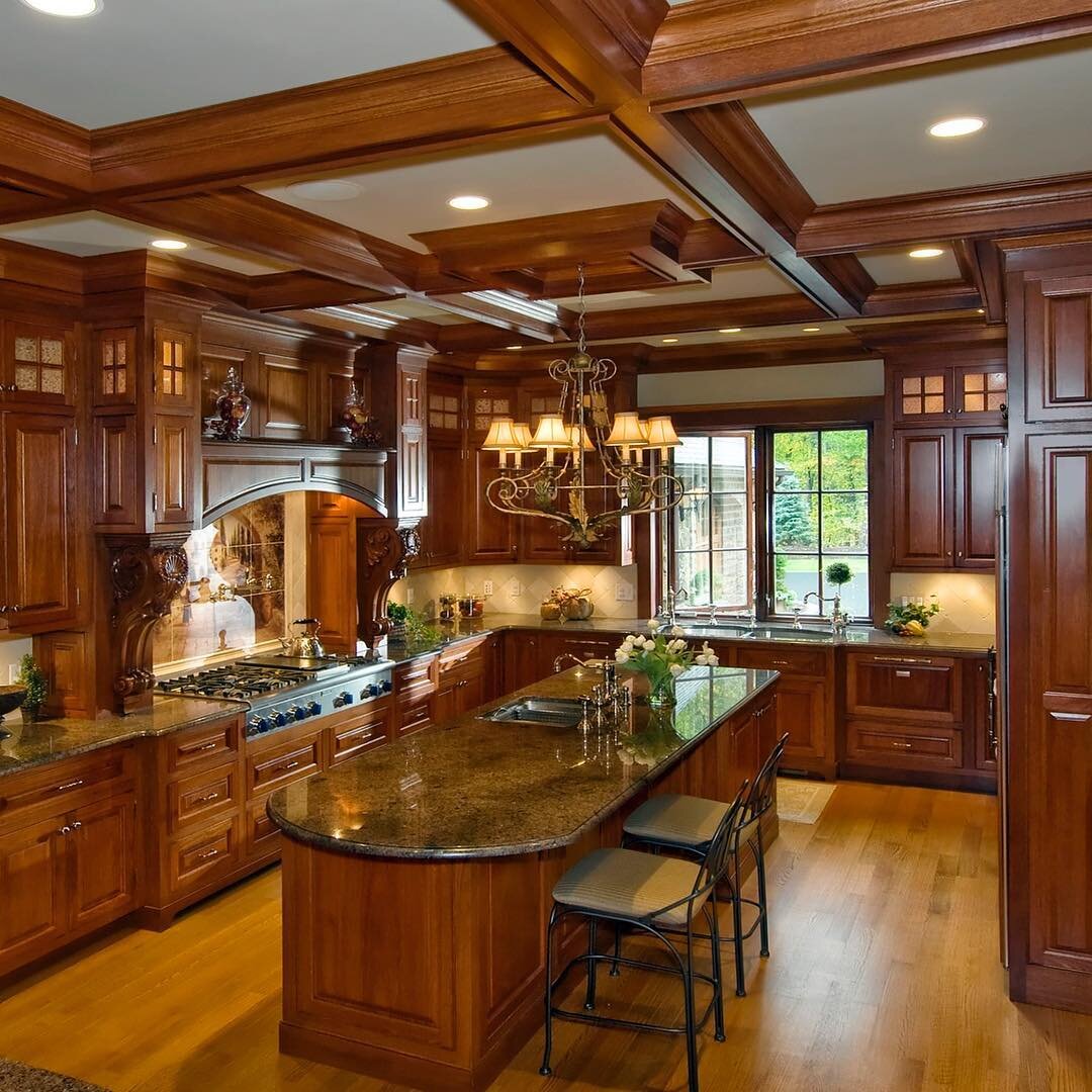 Custom homes wouldn&rsquo;t be custom without a masterpiece kitchen to go with it. Wood Species: Lyptus #customcabinets #customhomes #designbuild #boston #construct #architecture #architect
