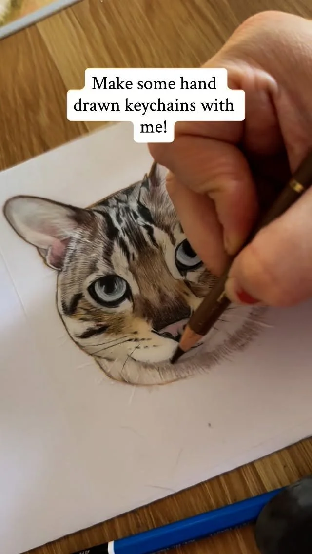 Make some pet portrait keychains with me! I didn’t film the whole process but you get the idea 😀 Also to add, these are made using shrink plastic. It’s super hard to draw on as you can’t really get any layers in, unless you sand it