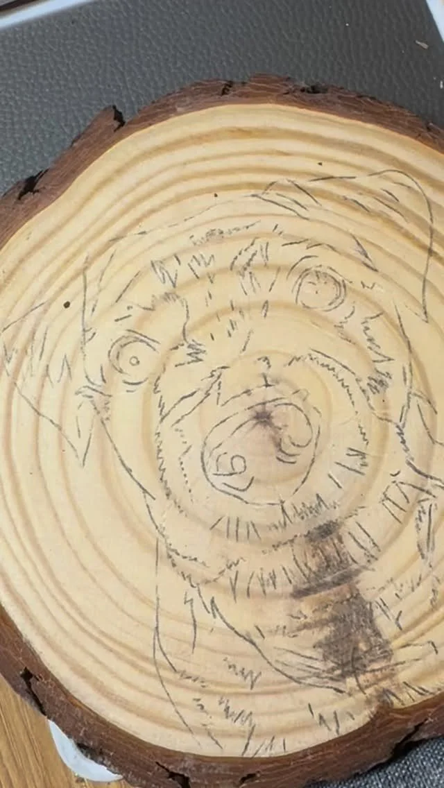 Watch as these two wood slice portraits come to life! I’ve almost finished the second one so come back to see how that one turns out 🥹 I’ve not drawn many Patterdales before but I love them and their little beards!
I’ve got a bit l