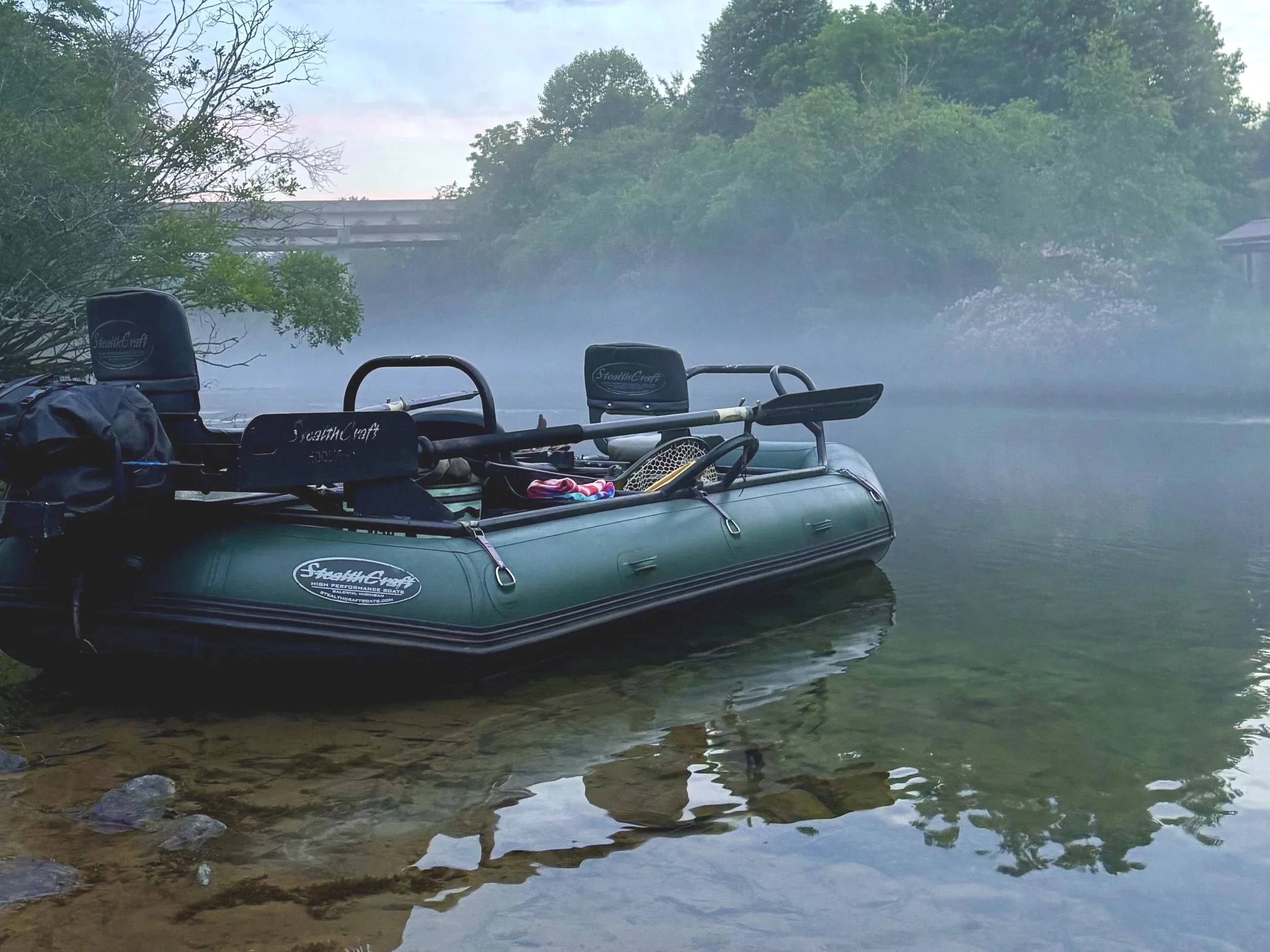 Float North Georgia raft on the Toccoa River during June trout fishing season in Blue Ridge Georgia