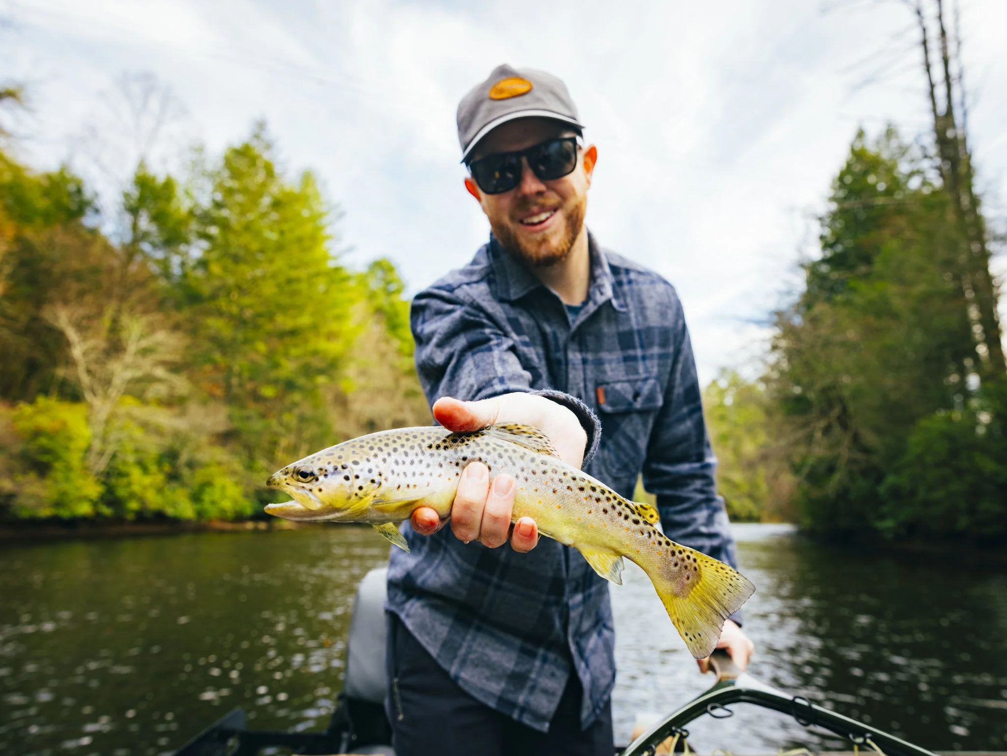 Brown trout caught fly fishing on the Toccoa River in Georgia