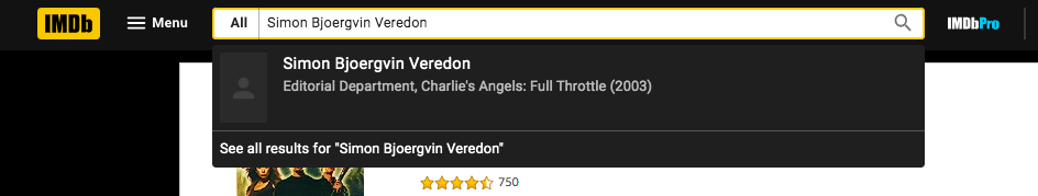 IMDb Simon Bjoergvin Veredon Search