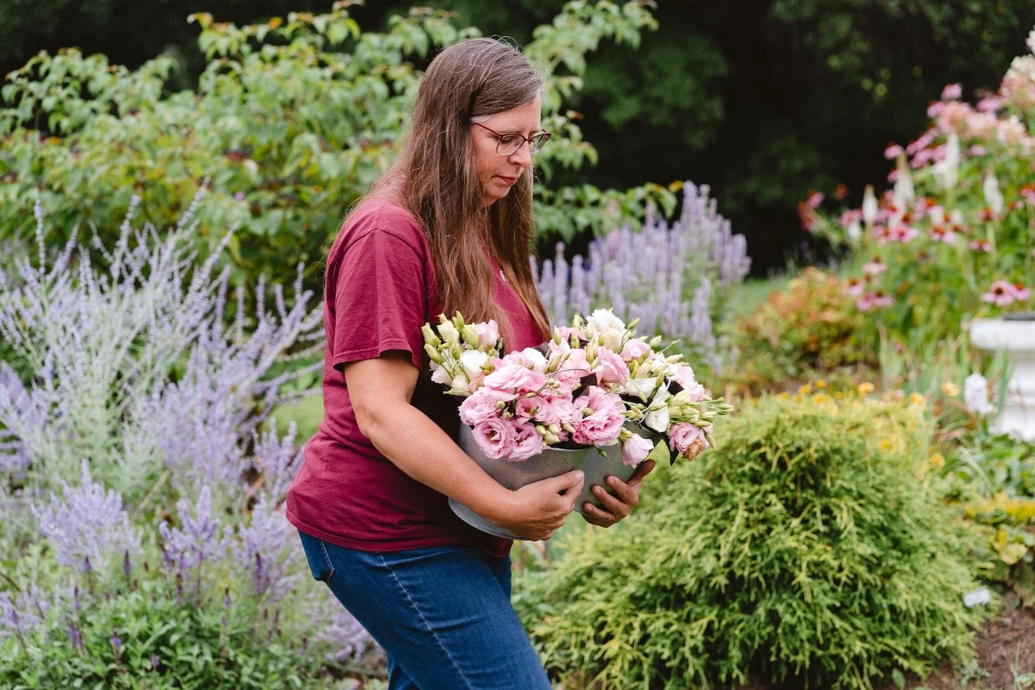 Brenda- looking at lisianthus.jpeg