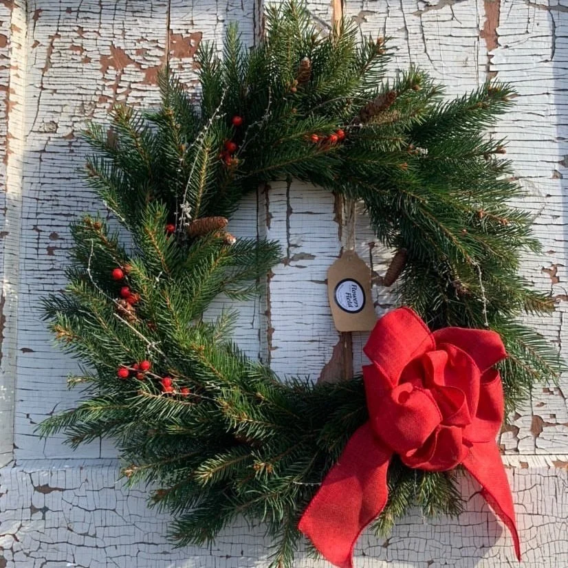 Christmas wreath made with yew