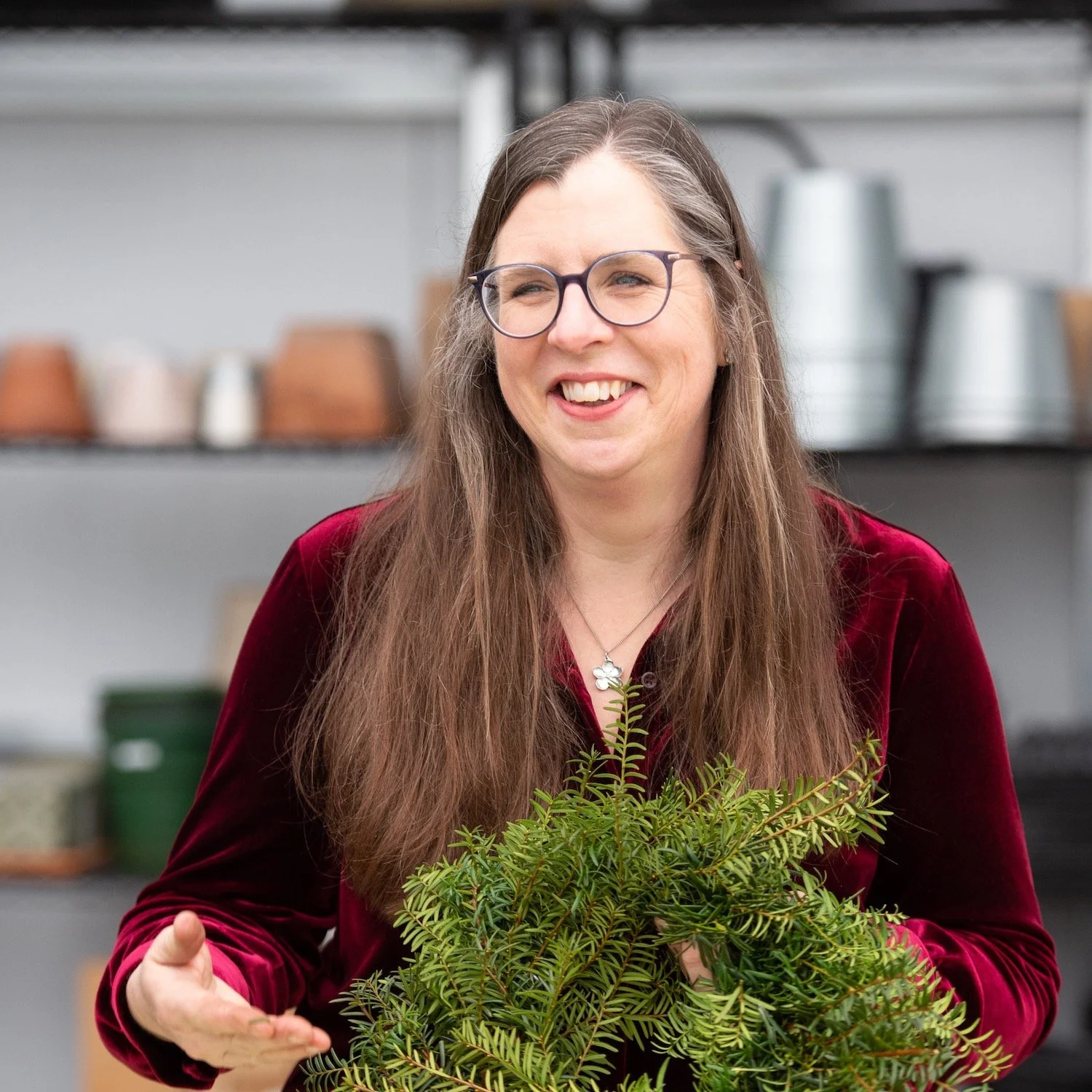 Brenda leading wreath workshop