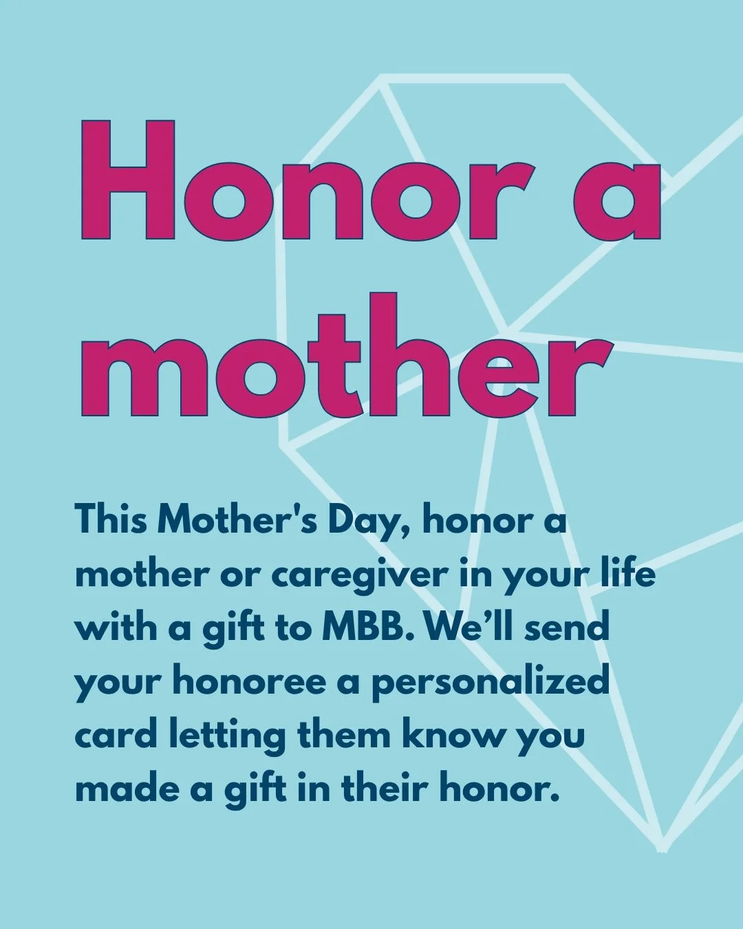 When a baby is born in Georgia to an incarcerated mother, a caregiver, most often a grandmother, is called to the hospital to take the baby home.

Motherhood Beyond Bars supports the whole family. This Mother's Day, you can too.

Make a gift in honor
