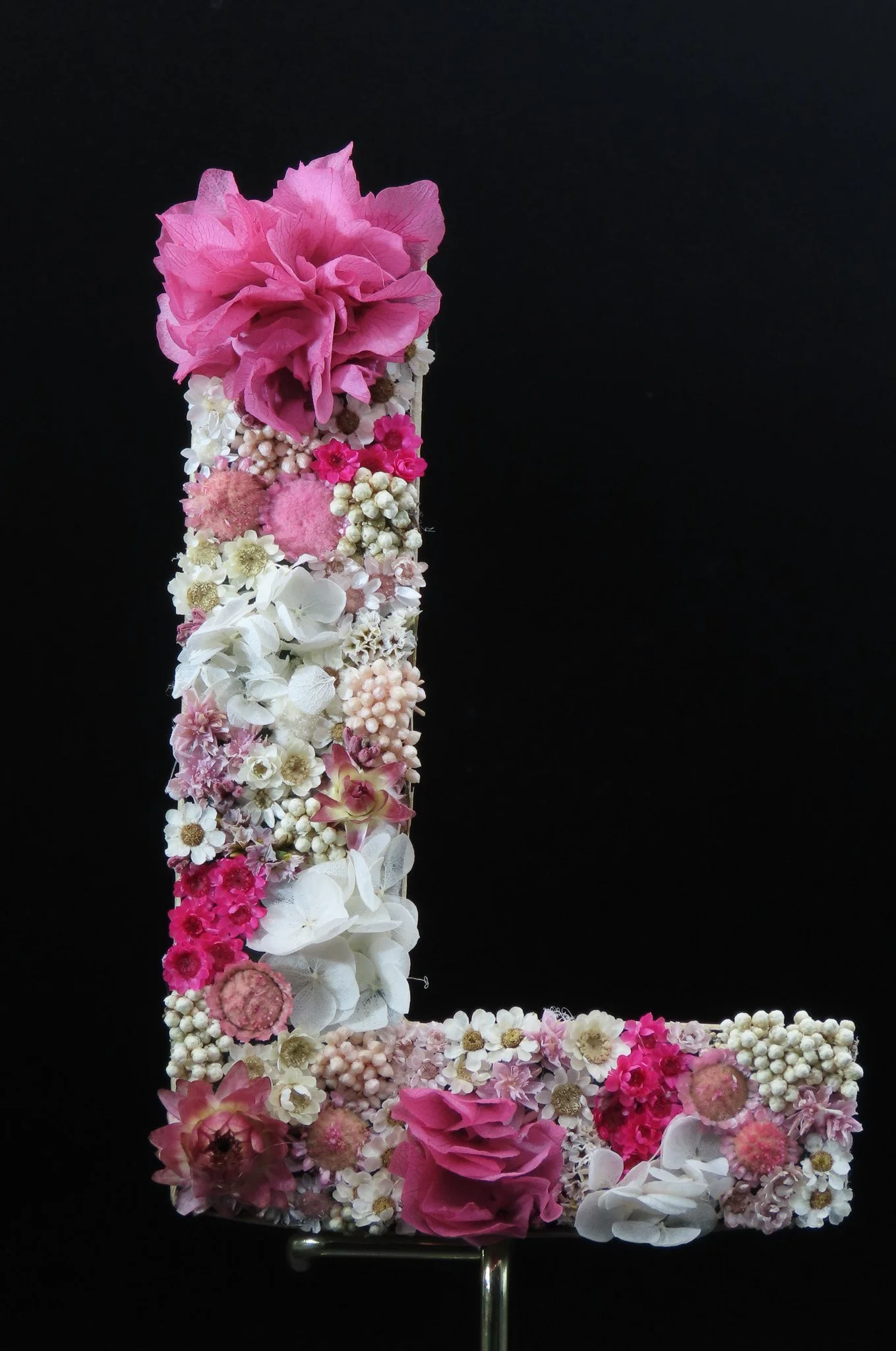 Letra grande de flor preservada con flor -Flor de Lava-