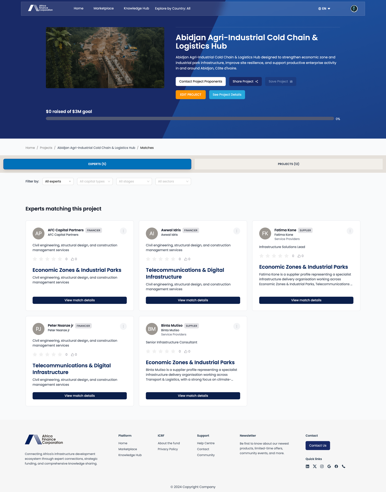 ICRF Platform search and filtering