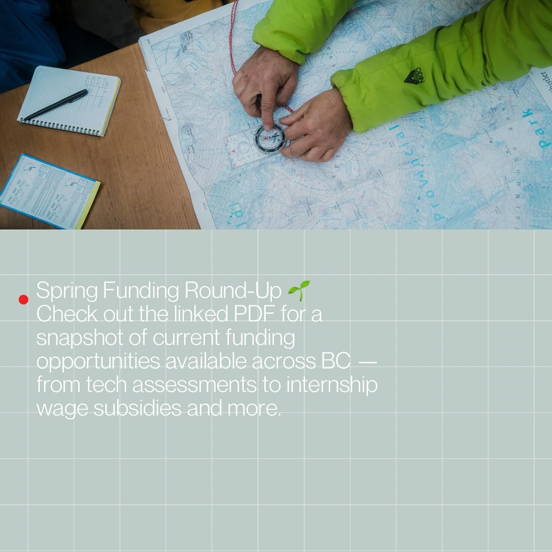 New funding just in 🌱

From green jobs to clean tech and rural resilience, there&rsquo;s something for everyone this spring in BC. Check out the PDF summary of open grants and funding programs &mdash; and feel free to share it with your network!

🔗