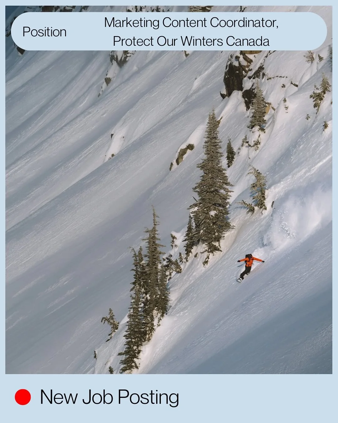 Dream job for digital storytellers who love winter and want to fight for it 🏔️❄️
Protect Our Winters Canada is hiring a Marketing Content Coordinator to lead social + web content, build an engaged online community, and turn outdoor stoke into real c