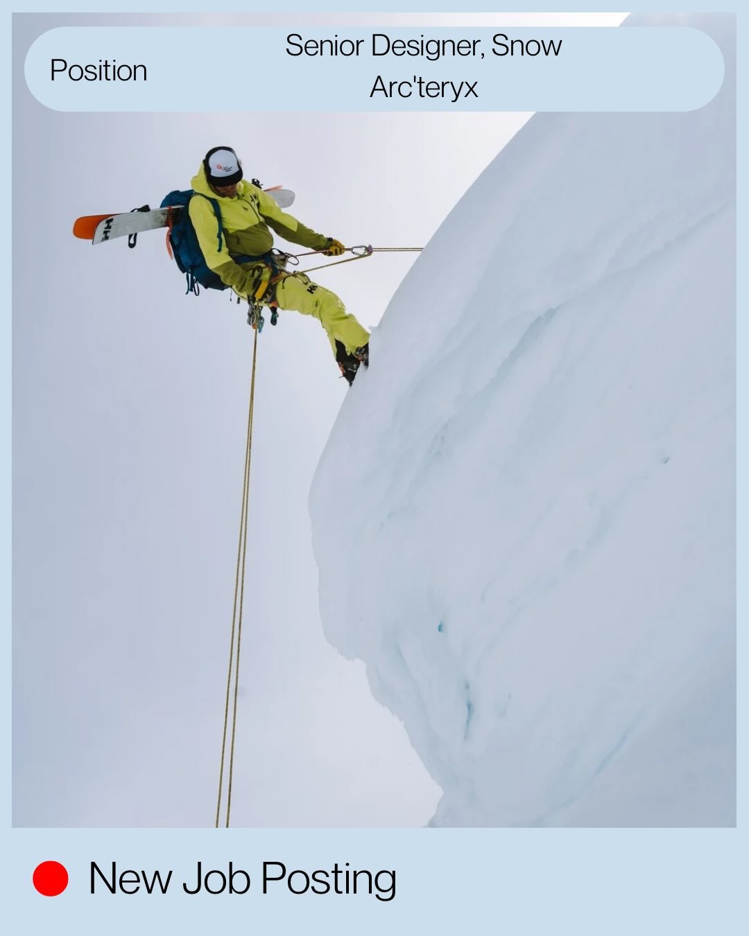 Arc&rsquo;teryx is hiring a Senior Designer, Snow ❄️ This is a leadership role for a highly technical designer ready to shape the future of snow apparel&mdash;where performance, innovation, and sustainability meet.
💰 $106K&ndash;$133K | 📍 North Van