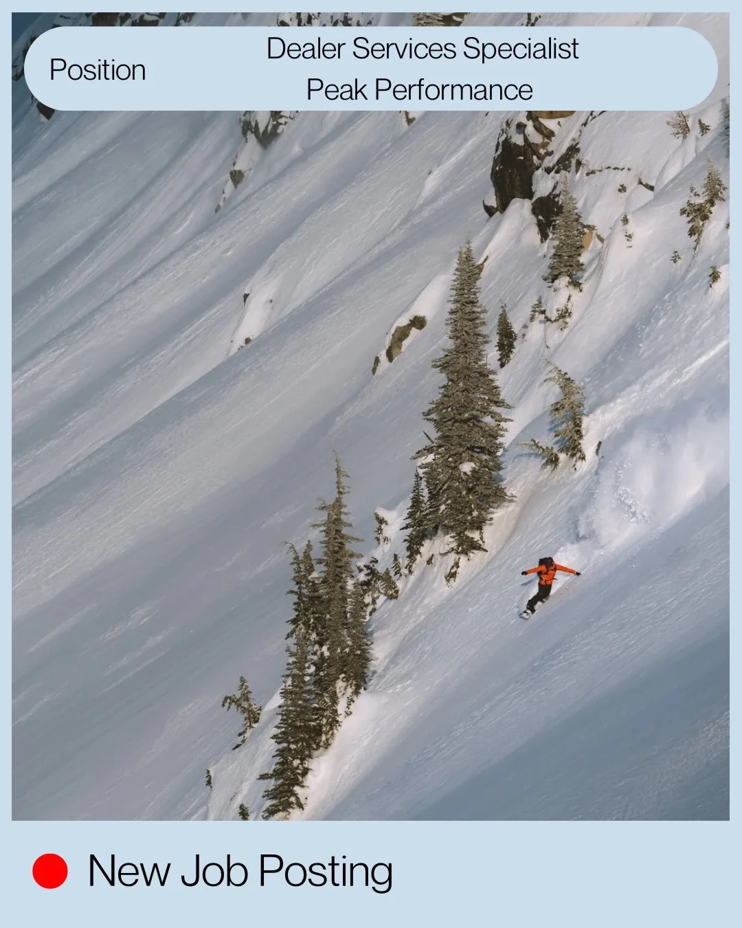 Peak Performance is hiring a Dealer Services Specialist in North Vancouver 🏔️
Support dealer operations, manage order flow, and work with a global outdoor brand rooted in freeride culture.

💰 $55K&ndash;$70K + bonus | 📍 North Vancouver | 💼 Full-T